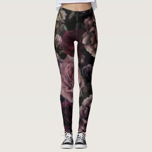 Donkere Bourgogne  tuin Leggings (Voorkant)