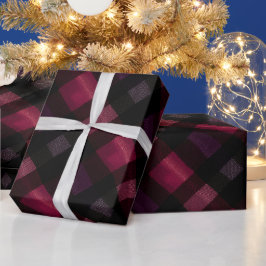 Donkere Bourgondi-Zwarte Katernen Scharlaken Plaid Cadeaupapier