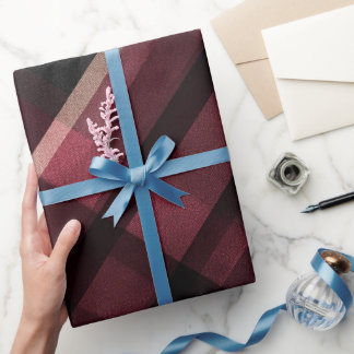 Donkere Bourgondi-Zwarte Katernen Schots Patroon Cadeaupapier