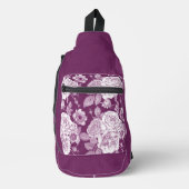 DONKERE BOURGONDIË EN WITTE HAND GETEKENDE BLOEMEN SLING BAG (Voorkant)