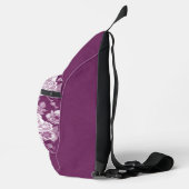 DONKERE BOURGONDIË EN WITTE HAND GETEKENDE BLOEMEN SLING BAG (Rechts)