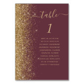 Donkere Bourgondië Goud Glitter Bruiloft Kaart (Achterkant)
