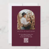 Donkere Bourgondische boog bruiloft | Elegante fot Kaart (Achterkant)