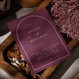 Donkere Bourgondische boog bruiloft | Elegante fot Kaart