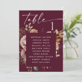 Donkere Bourgondische bruiloft Zitting Grafiek | B Kaart (Staand voorkant)