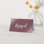 Donkere Bourgondische zilveren glitter gereserveer Plaatskaartje (Achterkant)