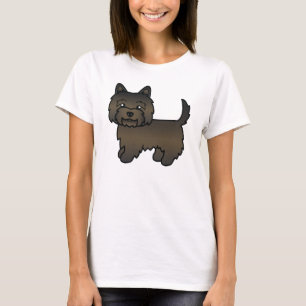 Donkere Brindle Cairn Terrier Cartoon Hond T-shirt