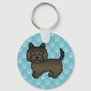 Donkere Brindle Cairn Terrier Cartoon Hond Tekenin Sleutelhanger