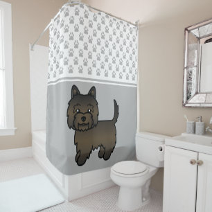 Donkere Brindle Cairn Terrier Mooie Hond & Pootjes Douchegordijn