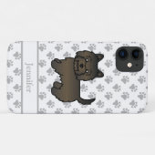 Donkere Brindle Cairn Terrier Schattige Cartoon Ho Case-Mate iPhone Case (Achterkant (horizontaal))