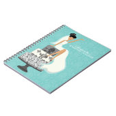 Donkere bruid op bruiloft Cake {aqua} Notitieboek (Linkerzijde)