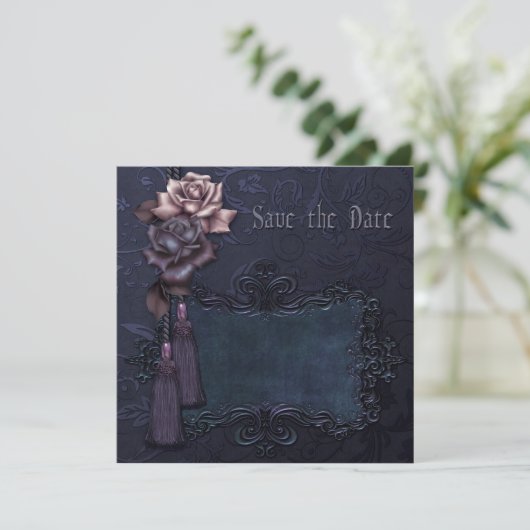 Donkere bruiloft Gothic Save the Date Card (Staand voorkant)