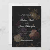 Donkere bruiloft Romantische Moody Bloemen Schilde Save The Date (Voorkant)