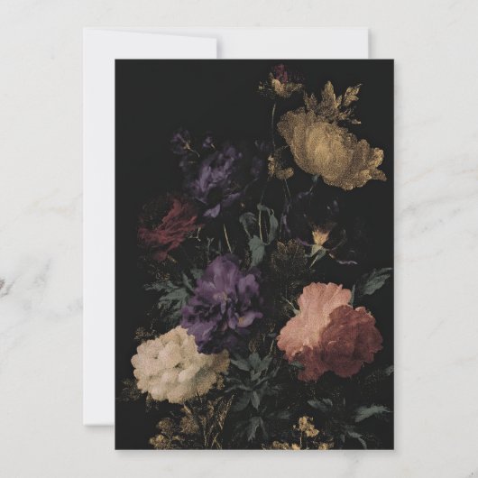 Donkere bruiloft Romantische Moody Bloemen Schilde Save The Date (Achterkant)