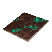 Donkere bruin hout en Malachite Abstracte digitale Tegeltje (Zijkant)