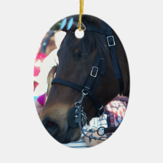 Donkere bruine Arabische paarden met een bril Keramisch Ornament