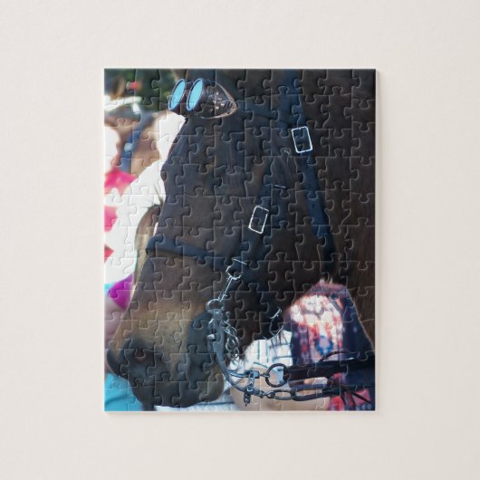 Donkere bruine Arabische paarden met een bril Legpuzzel (Verticaal)