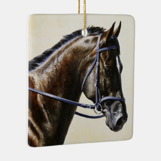 Donkere bruine Bay Trakehner Dressage Horse Keramisch Ornament (Rechts)