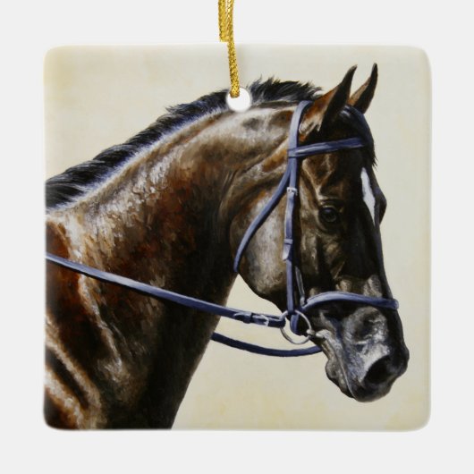 Donkere bruine Bay Trakehner Dressage Horse Keramisch Ornament (Voorkant)