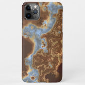Donkere bruine beige grijze blauwe geode marmer iPhone hoesje (Achterkant)