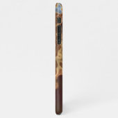 Donkere bruine beige grijze blauwe geode marmer iPhone hoesje (Linkerkant)