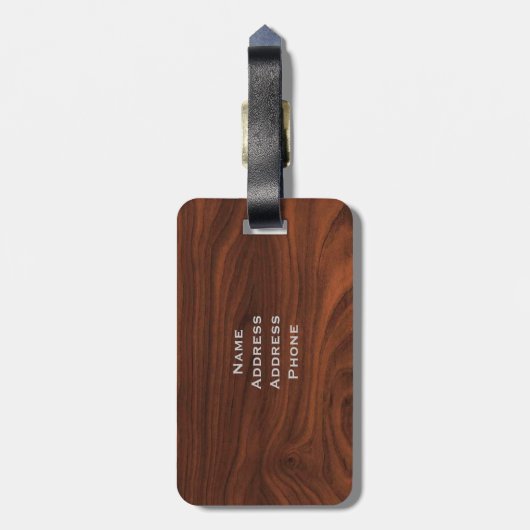 Donkere bruine blik bagagelabel (Achterkant verticaal)