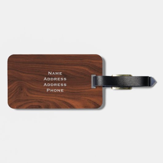 Donkere bruine blik bagagelabel (Achterkant horizontaal)