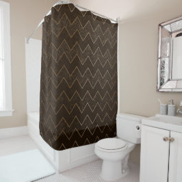 Donkere bruine bruingrunge Chevron met Bronze Acce Douchegordijn