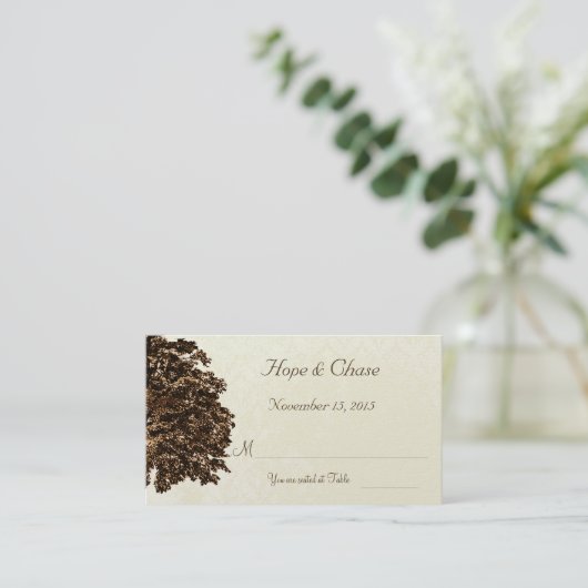 Donkere, bruine eikenplank plaatskaartje (Staand voorkant)