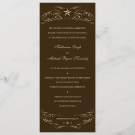 Donkere bruine en beige langwerpige Star Wedding-u Kaart