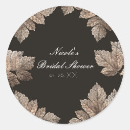 Donkere bruine en gele bladeren Rotische Herfst Ronde Sticker