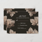 Donkere bruine en gele bladeren Rotische Herfst RS RSVP Kaartje (Voorkant / Achterkant)