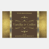 Donkere bruine en goudglitter Glitter-etiketten vo Rechthoekige Sticker (Voorkant)