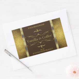 Donkere bruine en goudglitter Glitter-etiketten vo Rechthoekige Sticker