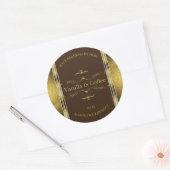 Donkere bruine en goudglitter Glitter-etiketten vo Ronde Sticker (Envelop)