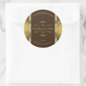 Donkere bruine en goudglitter Glitter-etiketten vo Ronde Sticker (Tas)