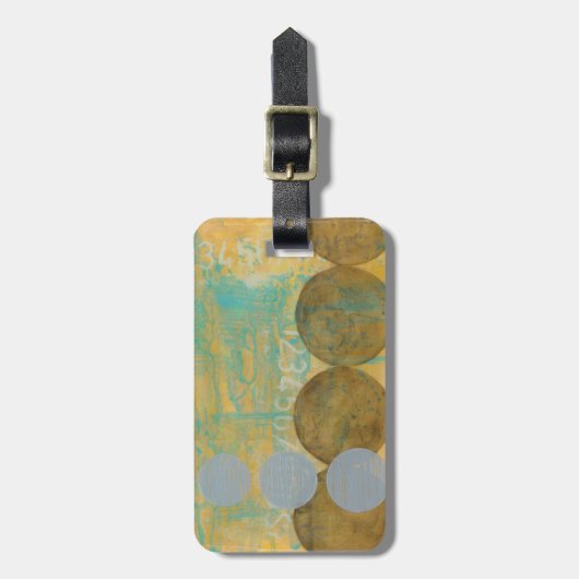 Donkere bruine en grijze cirkels met cijfers bagagelabel (Voorkant verticaal)