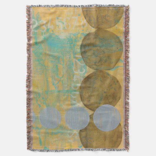 Donkere bruine en grijze cirkels met cijfers deken (Voorkant Verticaal)