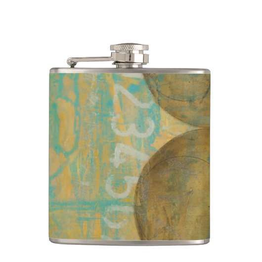 Donkere bruine en grijze cirkels met cijfers heupfles (Voorkant)