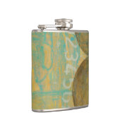 Donkere bruine en grijze cirkels met cijfers heupfles (Rechts)