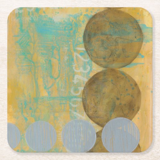 Donkere bruine en grijze cirkels met cijfers kartonnen onderzetters (Voorkant)