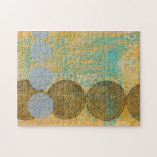 Donkere bruine en grijze cirkels met cijfers legpuzzel (Horizontaal)