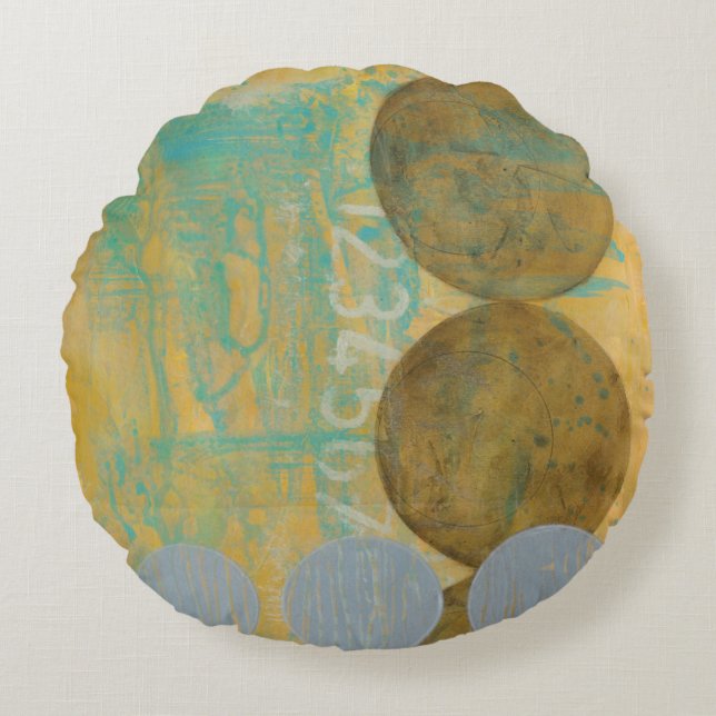 Donkere bruine en grijze cirkels met cijfers rond kussen (Voorkant)