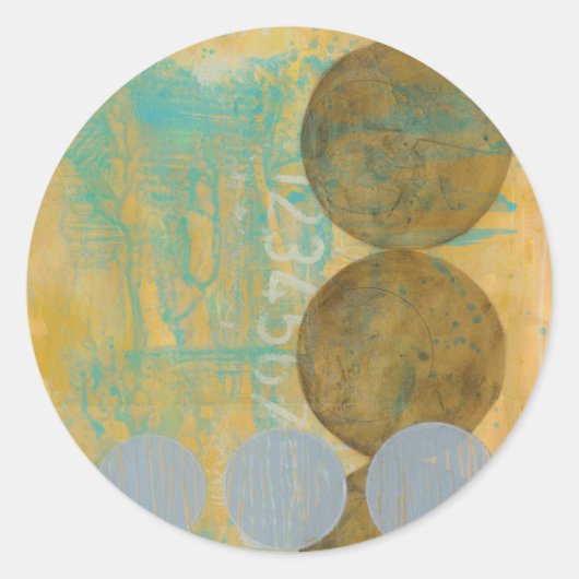 Donkere bruine en grijze cirkels met cijfers ronde sticker (Voorkant)