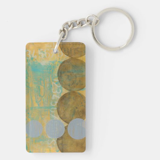 Donkere bruine en grijze cirkels met cijfers sleutelhanger (achterkant)
