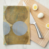 Donkere bruine en grijze cirkels met cijfers theedoek (Quarter Fold)