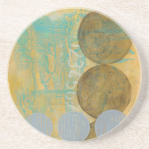 Donkere bruine en grijze cirkels met cijfers zandsteen onderzetter