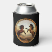 Donkere bruine en lichte bruine ontwerppaarden blikjeskoeler (Blikje Achterkant)