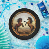 Donkere bruine en lichte bruine ontwerppaarden papieren bordje (Feest)