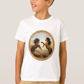 Donkere bruine en lichte bruine ontwerppaarden t-shirt (Voorkant)